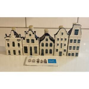 Set of 5 Dutch KLM Delft Blue Miniature Houses (4 Sealed)